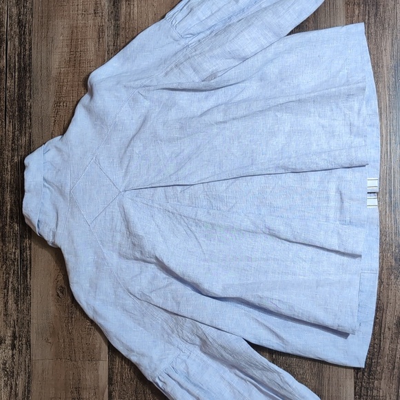 Armani Collection Linen Jacket • Swing Bubble Sleeve • Size 12 • Baby Blue - Picture 9 of 16